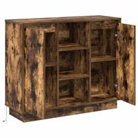 Dressoir met plank Gerookt eiken 90 x 32 x 75 cm Bewerkt hout - thumbnail