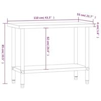 VidaXL Keukenwerktafel 110x55x85 cm roestvrij staal - thumbnail