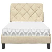 Bed met matras stof crèmekleurig 90x200 cm - thumbnail