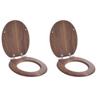 Zachte sluit toiletbril 2 pcs Bruin 44 x 38 cm MDF-plaat - thumbnail