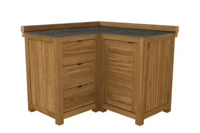 Passion Grills | Buitenkeuken Onderdeel | Milano Buitenkeukenkast Hoek 3 Lades + 1 Deur | 120 x 120 cm | Belgium Dark Grey