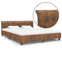 VidaXL Bedframe kunstsuède bruin 160x200 cm - thumbnail