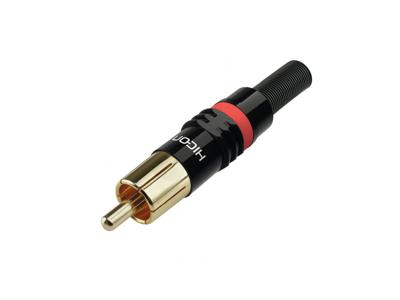 Hicon HI-CM03-RED Cinch-connector Stekker, recht Aantal polen: 2 Zwart, Rood 1 stuk(s)