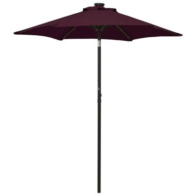 VidaXL Parasol met led-verlichting 200x211 cm aluminium bordeauxrood