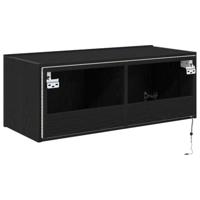 Tv-wandmeubel met LED-verlichting 80x35x31 cm zwart eikenkleur - thumbnail