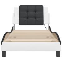 Bedframe met LED zonder matras "Zadar" kunstleer wit en zwart 80x200 cm - thumbnail