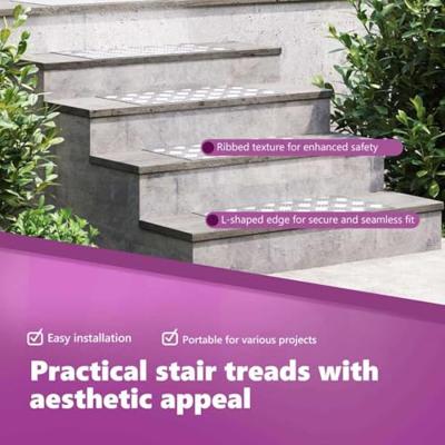 VidaXL Trap tread rechthoekig 2 pcs zilver 60 x 30 cm aluminium