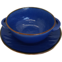 Soepkom met Ontbijbord - Blauw - thumbnail