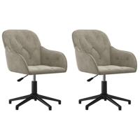 Eetkamerstoelen draaibaar 2 st fluweel lichtgrijs - thumbnail