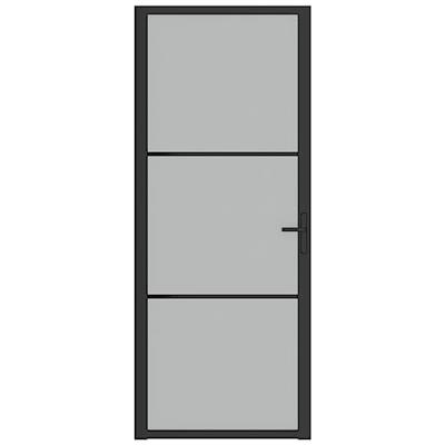 Binnendeur 83x201,5 cm matglas en aluminium zwart
