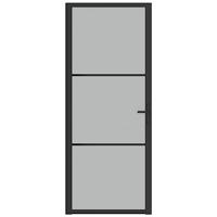 Binnendeur 83x201,5 cm matglas en aluminium zwart - thumbnail