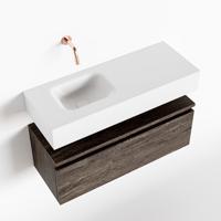 MONDIAZ ANDOR 80cm toiletmeubel dark brown. LEX 80cm wastafel talc links geen kraangat - thumbnail