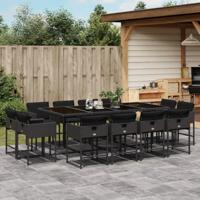 13-delige Tuinset met kussens poly rattan zwart - thumbnail