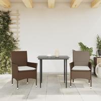 Tuinstoelen 2 st met kussens poly rattan bruin - thumbnail