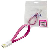 LogiLink USB-kabel USB 2.0 USB-A stekker, USB-micro-B stekker 0.22 m Pink Magneet op de kabeleinden CU0087 - thumbnail