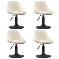 Eetkamerstoelen draaibaar 4 st fluweel crèmekleurig - thumbnail