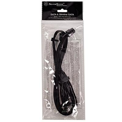 SilverStone SST-PP06B-3SATA80M - voedingskabel 80cm 3x SATA & Slimline SATA gesleevt, zwart