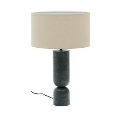 Kave Home Tafellamp 'Vex' Marmer en linnen, 57cm, kleur Beige/Donkergroen