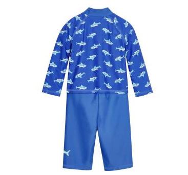 Playshoes zwempak lange mouw Haai Blauw-86-92