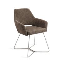 Jesper Home Eetkamerstoel 'Yanai' Beehive Steel, kleur Checked Chestnut - thumbnail