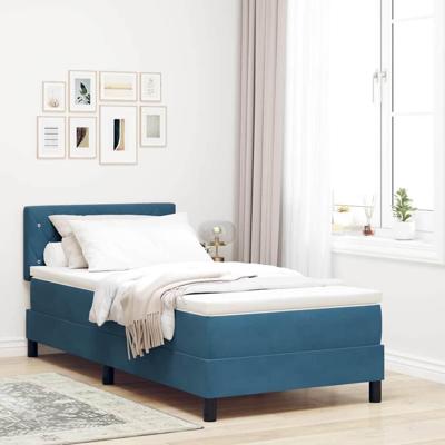 Boxspringbed met matras fluweel donkerblauw 100x200 cm