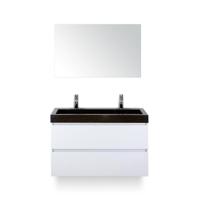 Maxx XL Badmeubelset 100 cm - Wit Hoogglans - Wastafel Lucca 2 kraangaten - met Spiegel - thumbnail