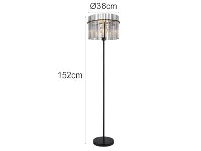 Globo Zwarte vloerlampGorley met smoke glas Ø 38cm - 15698S