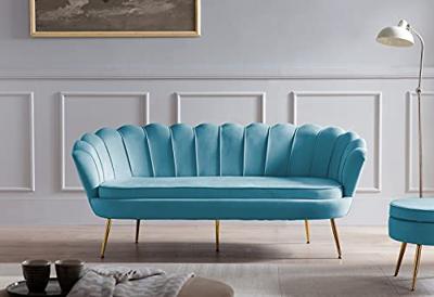Artistiq Poef 'Andres' Velvet, kleur blauw