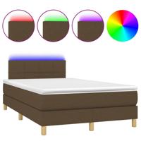 Boxspring met matras en LED stof donkerbruin 120x200 cm - thumbnail