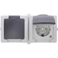 Kopp 137056002 Nautic Wandcontactdoos met randaarde en klapdeksel spatwaterdicht Grijs 1 stuk(s) - thumbnail