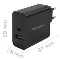 Qoltec 52380 Supersnelle PD-oplader | 1xUSB-C | 1xUSB | 65W | 5-20V | 1,5-3,25A | Zwart - thumbnail
