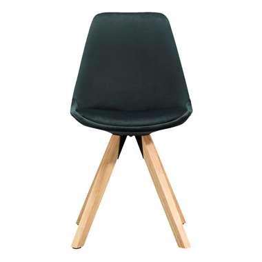 Eetkamerstoel Senja - velvet - groen - naturel hout