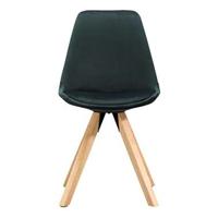 Eetkamerstoel Senja - velvet - groen - naturel hout - thumbnail