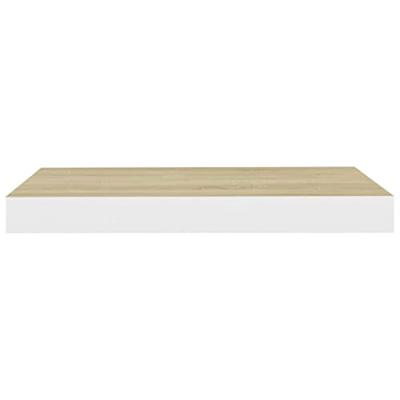 Wandschappen 2 st zwevend 40x23x3,8 cm MDF eikenkleurig en wit