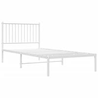 Bedframe met hoofdbord metaal wit 90x200 cm - thumbnail