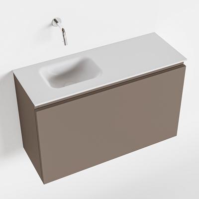 MONDIAZ OLAN 80cm toiletmeubel smoke. LEX wastafel talc links geen kraangat