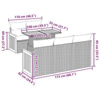 6-delige Loungeset met kussens poly rattan acacia zwart - thumbnail