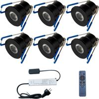 Velvalux LED Inbouwspots Set 6 Stuks - 3W - 4000K Natuurlijk Wit - Dimbaar - IP65 - Mat Zwart - thumbnail
