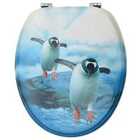 VidaXL Toiletbril met deksel pinguïn mdf - thumbnail