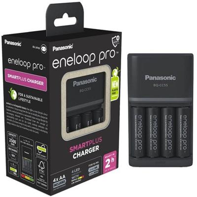 Panasonic BQ-CC55 snellader + 4 Eneloop Pro AA batterijen