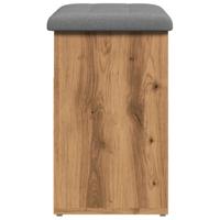 Schoenenbank 62x32x50 cm bewerkt hout artisanaal eikenkleur - thumbnail
