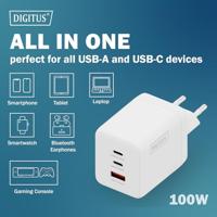 Digitus DA-10304 USB-oplader 100 W 1x USB-A, 2x USB-C Wit - thumbnail