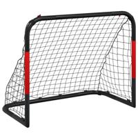 VidaXL Voetbaldoel met net 90x48x71 cm staal rood en zwart - thumbnail