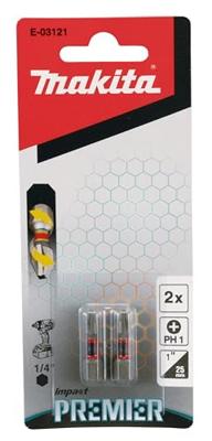 Makita E-03121 Bitset 2-delig Kruiskop Phillips Torsion Control Technology - thumbnail