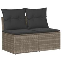 2-delige Loungeset met kussens poly rattan acacia grijs - thumbnail