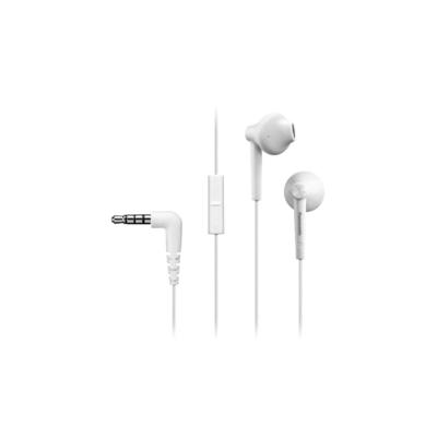 Panasonic RP-TCM55 Ergonomische in-ear hoofdtelefoon, 14,3 mm driver, krachtige bas, microfoon in lijn, compatibel met smartphone, 1,2 m kabel, wit