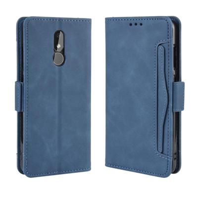 Portemonnee stijl huid voelen kalf patroon lederen draagtas voor Nokia 3.2 met aparte kaartsleuf (blauw)