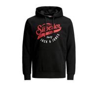 JACK & JONES ESSENTIALS hoodie met logo zwart - thumbnail