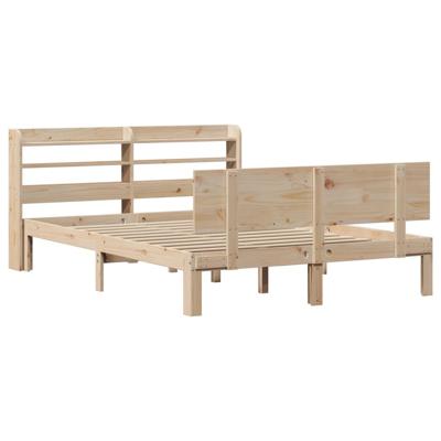 Bedframe met hoofdbord massief grenenhout wit 140x200 cm