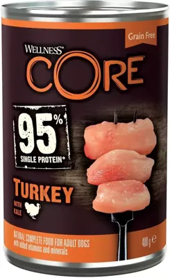 Wellness CORE hond 95% Single Protein kalkoen & boerenkool 400g